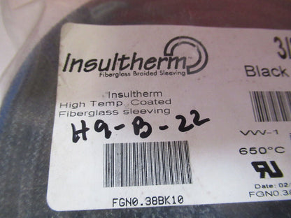HIGH TEMPERATURE 650C FIBERGLASS SLEEVING INSULTHERM AS PICTURED &H9-B-22