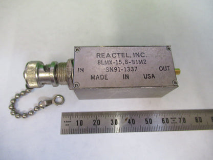 REACTEL RF MICROWAVE FILTER  8LMX-15.8-M1M2 FREQUENCY CONTRO AS PICTURED S1-B-01