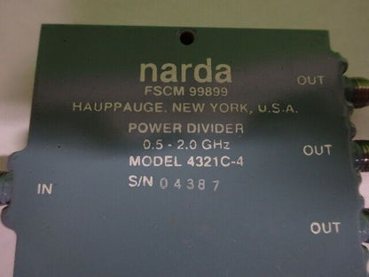 NARDA 2-WAY POWER SPLITTER DIVIDER 2.0 GHz FREQUENCY RF MICROWAVE AS IS #7B-A-17