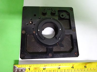 MICROSCOPE PART VINTAGE BRASS STAGE TABLE + IRIS LEITZ GERMANY AS IS BIN#72-11