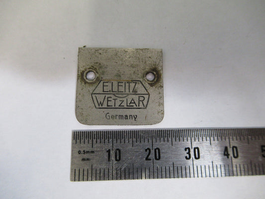 Antique Microscope Part Ernst Leitz Germany Name Plate