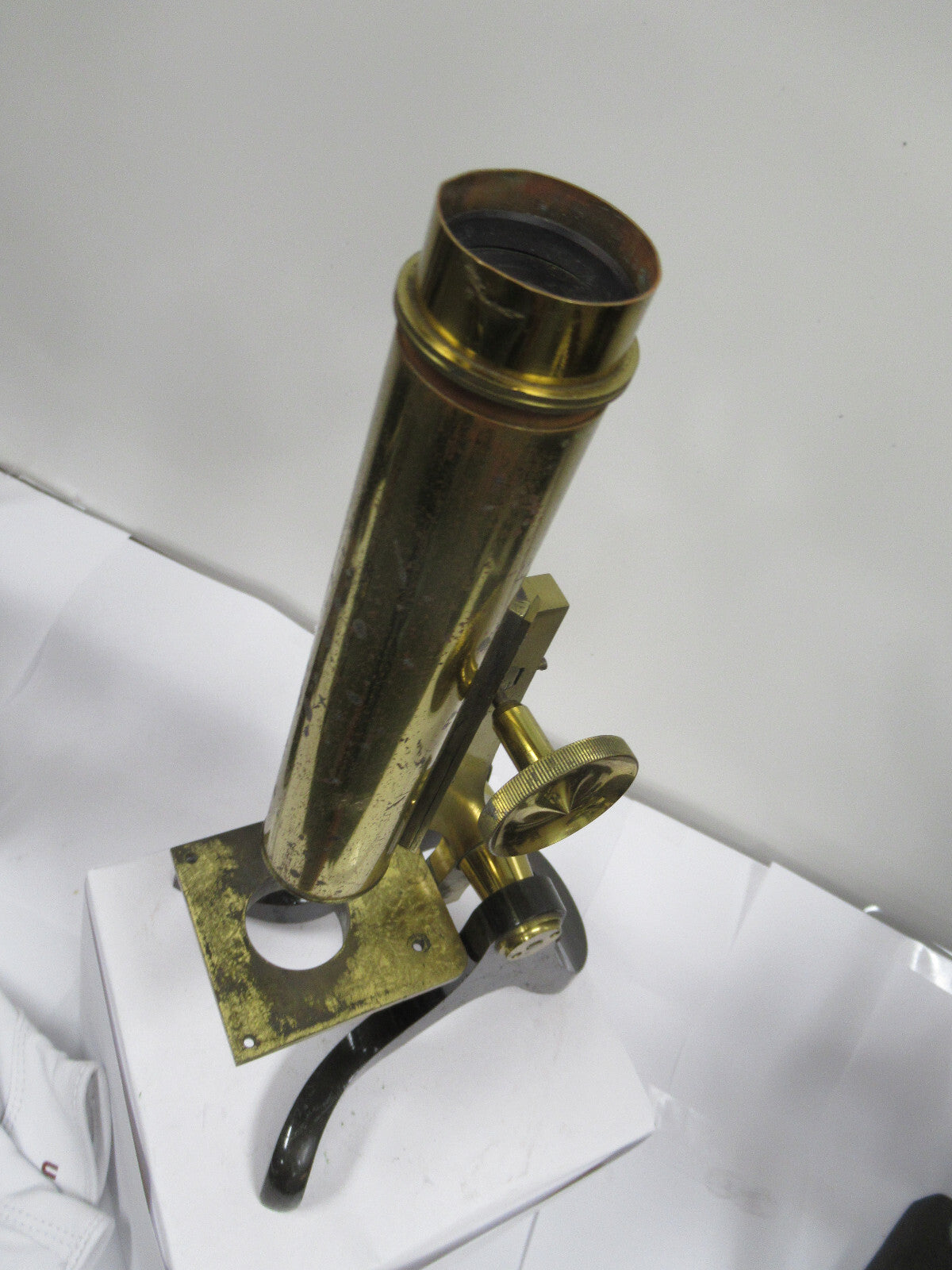 For Parts or repair ANTIQUE BRASS HENRY CROUCH LONDON INCOMPLETE MICROSCOPE #LOB