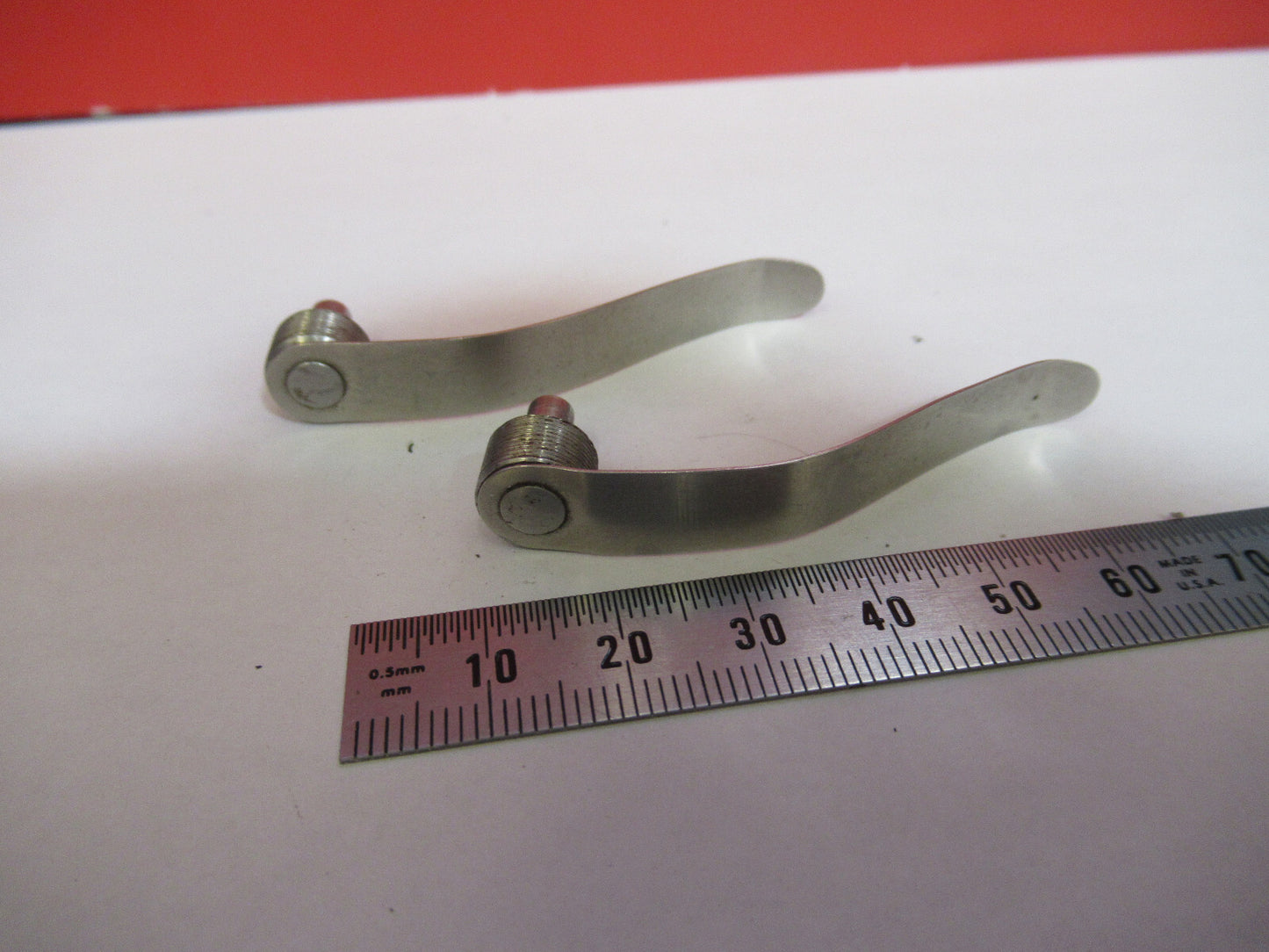 ANTIQUE BAUSCH LOMB PAIR CLIPS SET OPTICS MICROSCOPE PART AS PICTURED  T7-A-08