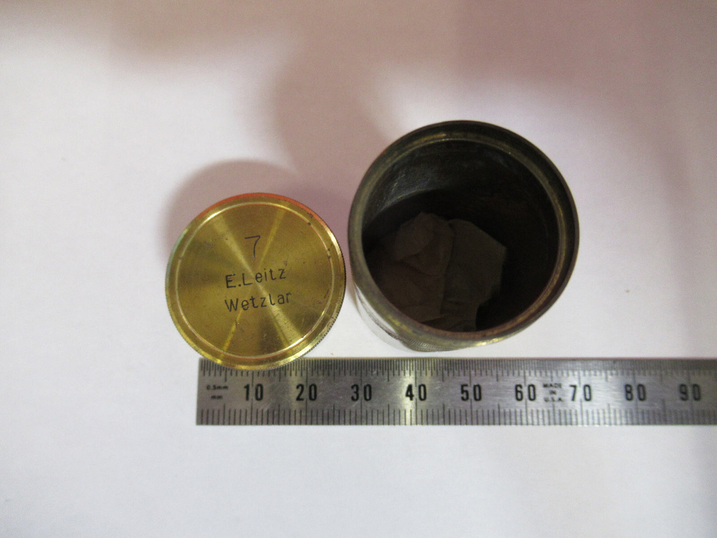 ANTIQUE ERNST LEITZ GERMANY EMPTY BRASS CAN MICROSCOPE PART AS PICTURED T1-A-66