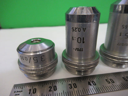 Ernst Leitz Wezlar Lot Objectives 3.5X 10X 45X Microscope Part