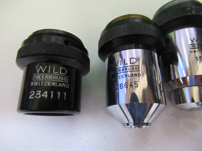 LOT OBJECTIVES WILD HEERBRUGG SWISS MICROSCOPE PART AS PICTURED Q7-B-16