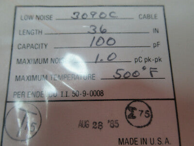 MEGGITT ENDEVCO LOW NOISE CABLE 3090C 36" inch for PIEZO SENSOR AS PIC #16-C-43