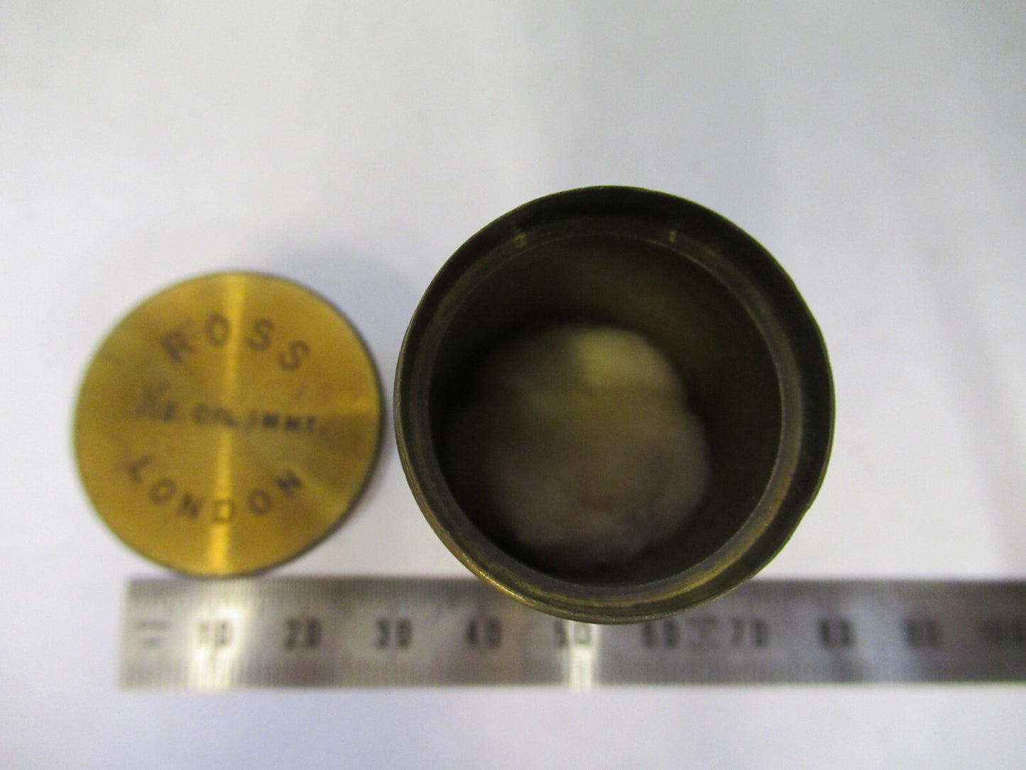 ROSS LONDON EMPTY CANISTER ANTIQUE BRASS OBJECTIVE MICROSCOPE AS PIC S1-B-71