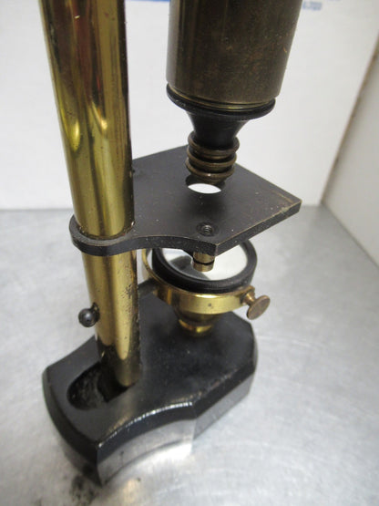 ANTIQUE BRASS MINIATURE RARE FRENCH MICROSCOPE AS PICTURED LOB
