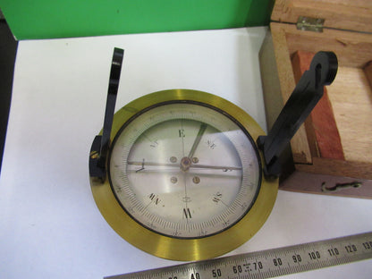 Antique Brass Marine Compass in Wood Cabinet Very Nice