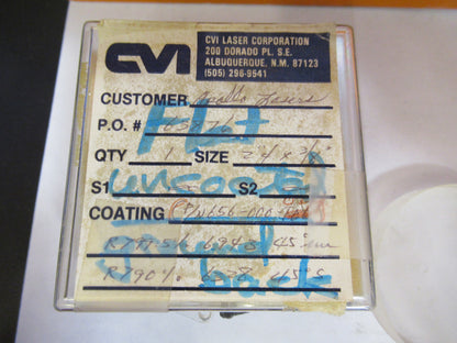 OPTICAL ex-NASA UN COATED FLAT LENS PRO LASER OPTICS AS PICTURED Y4-A-140
