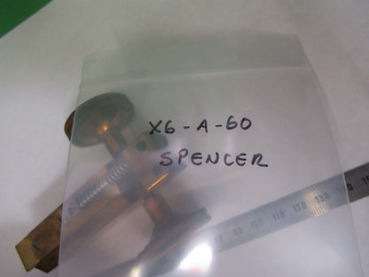 ANTIQUE SPENCER BRASS GROSS ADJUST STAGE MICROSCOPE PART AS PICTURED X6-A-60