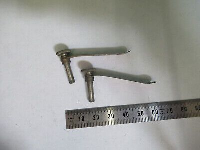 pair clips for ANTIQUE ERNST LEITZ MICROSCOPE PART AS PICTURED &Q9-A-26