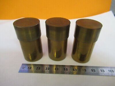 LOT ANTIQUE 3 EMPTY OBJECTIVE CANS LEITZ MICROSCOPE PART AS PICTURED 4B-FT-27