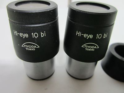 MICROSCOPE PART PAIR EYEPIECES TIYODA TOKIO HI-EYE 10 Bi AS IS OPTICS BIN#R5-17