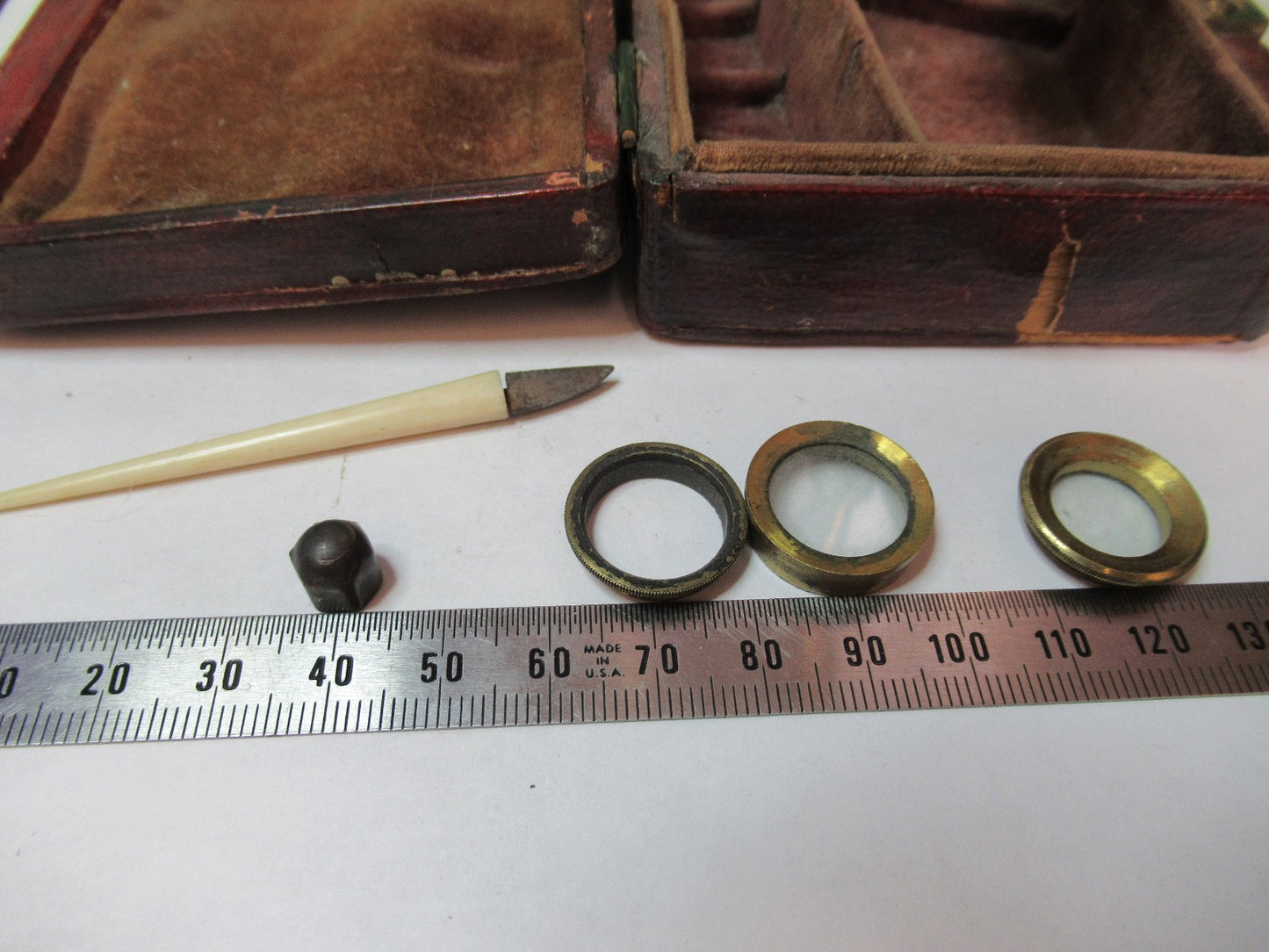 ANTIQUE BRASS RARE TYPE CARY GOULD MICROSCOPE with ACCESSORIES AS PIC T6-A-49