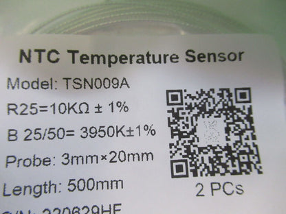 PAIR NTC THERMISTOR TEMPERATURE SENSOR 10000 OHMS  3X20mm AS PICTURED R7-B-73