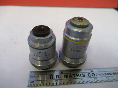 OPTICAL BAUSCH LOMB OBJECTIVES LENSES 10X 43X LOT OPTICS AS PICTURED &B9-FT-16