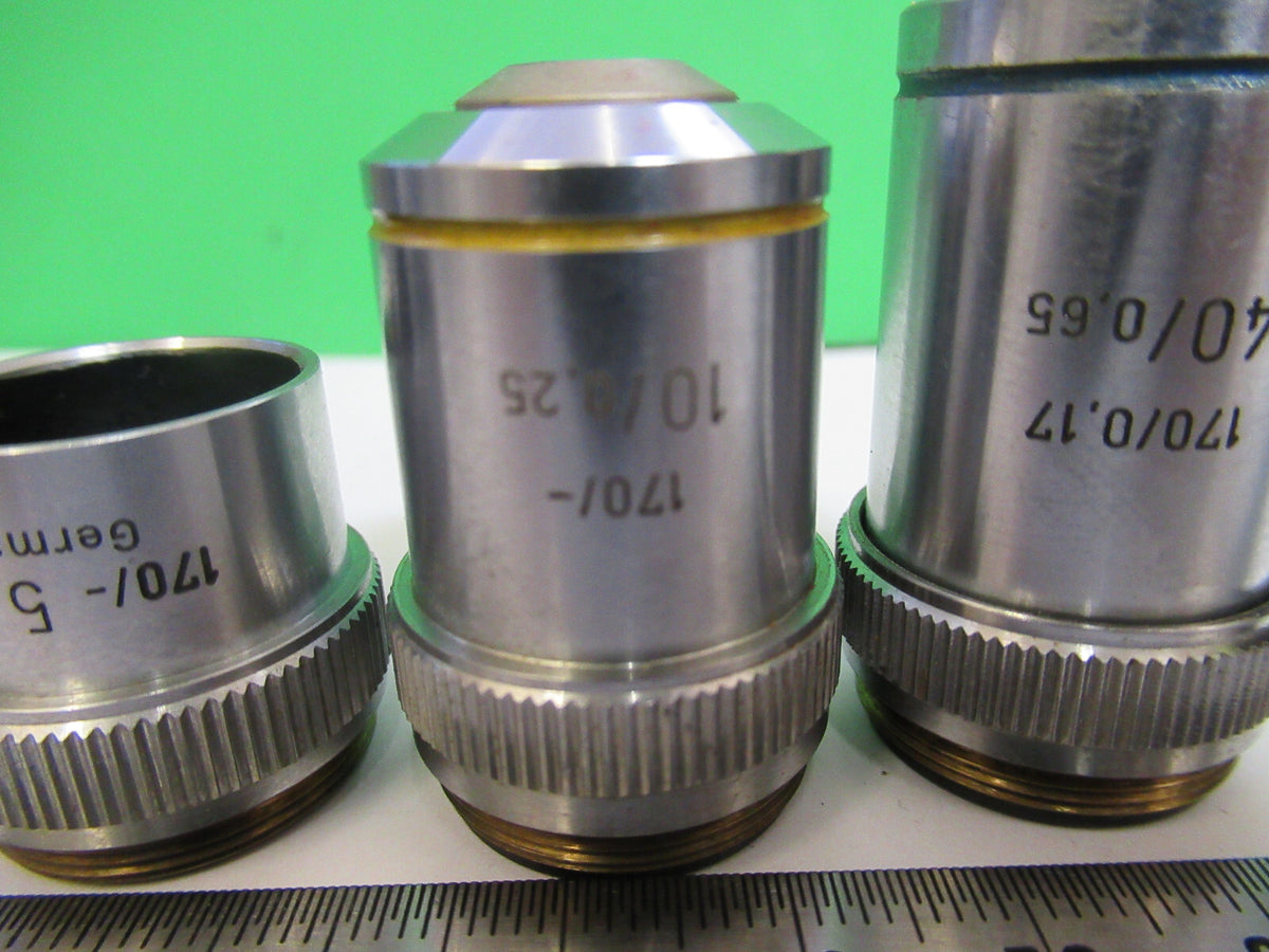 WILL-OPTIK Wetzlar lot objectives 5X 10X 40X MICROSCOPE PART AS PICTURED X5-A-75