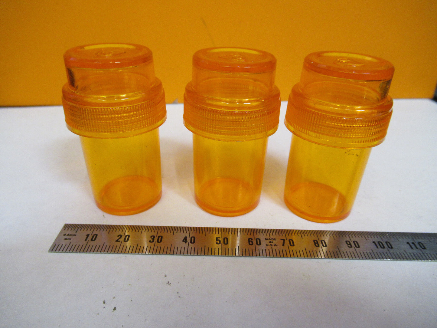 LOT 3 EA PLASTIC AO EMPTY CANS AMERICAN OPTICS MICROSCOPE AS PICTURED X6-A-04