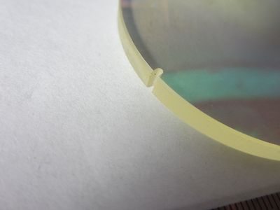 Large Optical Convex Concave Notched Lens with Yellow Tint Laser Optics Bn