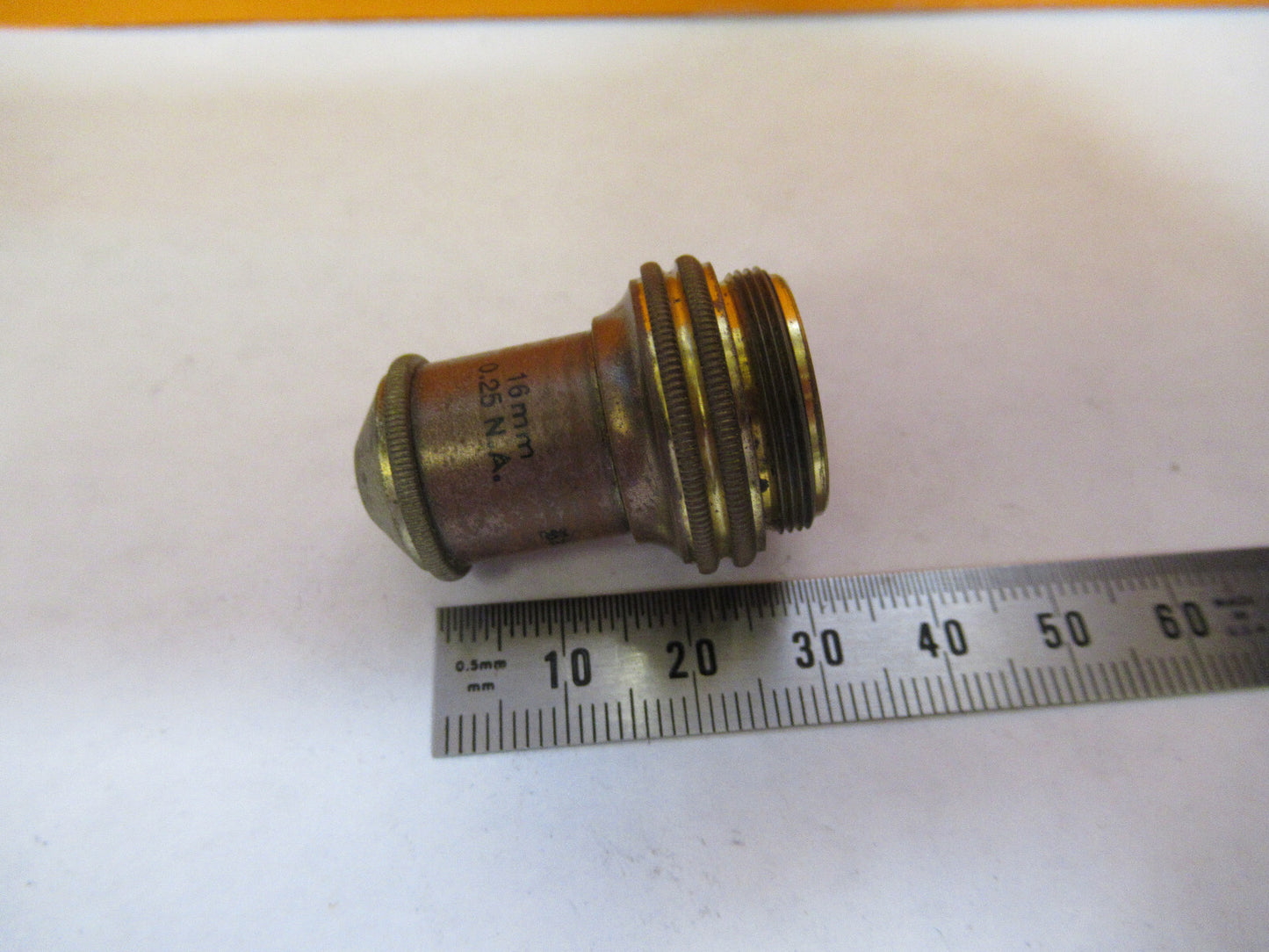ANTIQUE BRASS BAUSCH LOMB OBJECTIVE 16mm MICROSCOPE PART AS PICTURED Y3-A-44
