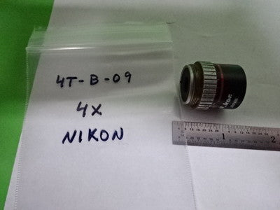 MICROSCOPE PART OBJECTIVE NIKON 4X OPTICS AS IS #4T-B-09