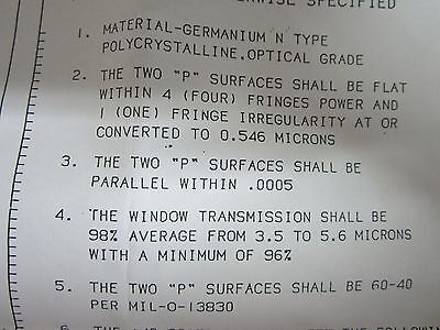 OPTICAL GERMANIUM LENS FILTER COATED LASER OPTICS BIN#43-30