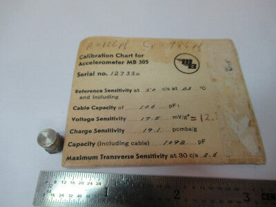 BRUEL KJAER MB 305 ACCELEROMETER VIBRATION SENSOR VINTAGE AS PICTURED &4T-A-35