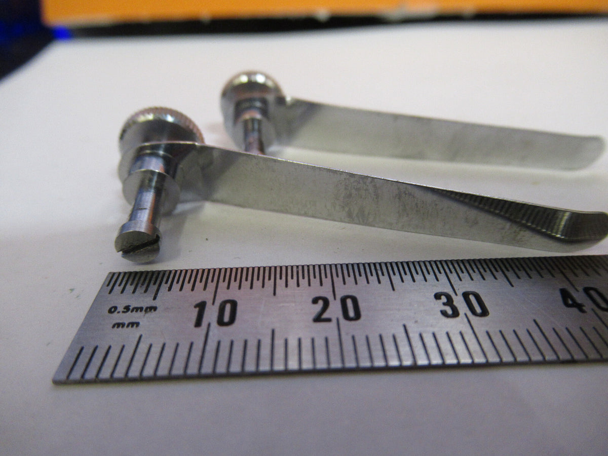 PAIR CLIPS STAGE UNITRON JAPAN MICROSCOPE PART AS PICTURED Y1-A-46