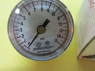 MANOMETER PRESSURE GAUGE ASHCROFT 15 PSI BIN#D9