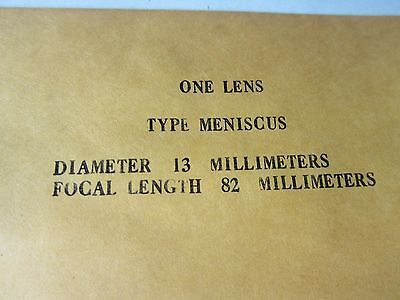 OPTISCHE MENISKUSLINSE 13 mm DURCHMESSER FL 82 mm LASEROPTIK BIN#34