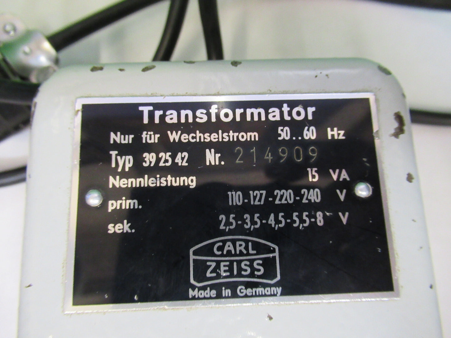 CARL ZEISS GERMANY TRANSFORMER for LAMP MICROSCOPE PART AS PICTURED X9-B-13