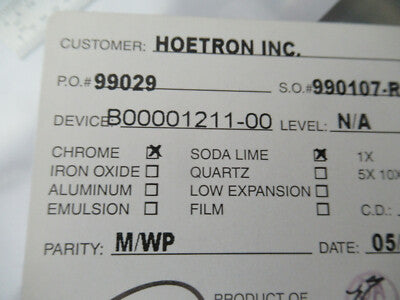COLLECTABLE PHOTOMASK HOETRON ELECTRONIC COMPONENTS RARE AS PICTURED &F5-A-122