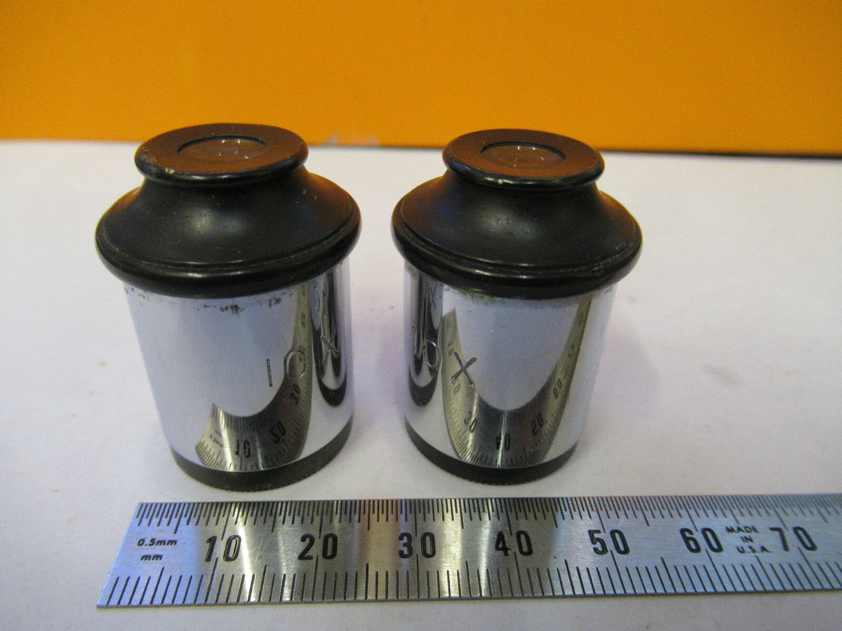Antique Pair Bausch & Lomb Eyepiece 10x Lens Microscope Part