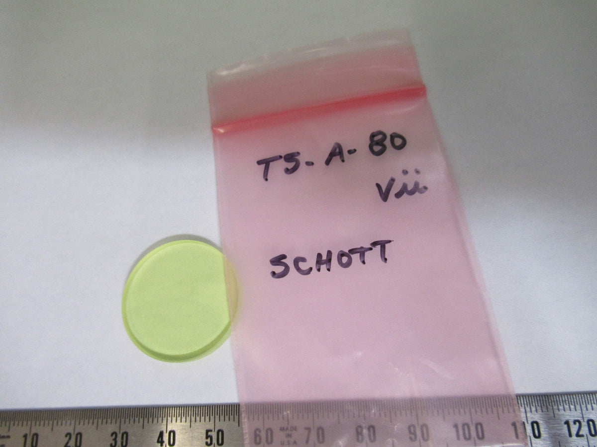 OPTICAL MICROSCOPE FILTER YELLOW SCHOTT OPTICS AS PICTURED T5-A-80