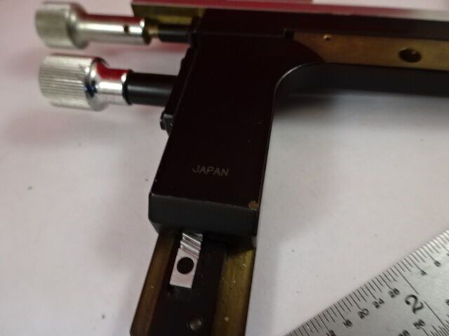 STAGE MICROMETER JAPAN CLIPS MICROSCOPE PART AS IS &33-A-77