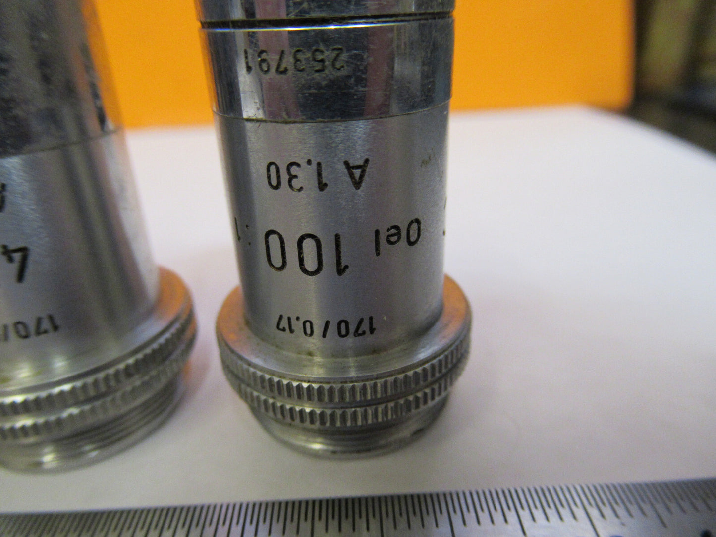 LEITZ WETZLAR LOT 4 PCS OBJECTIVE LENS OPTIC MICROSCOPE PART AS PICTURED Y1-A-37