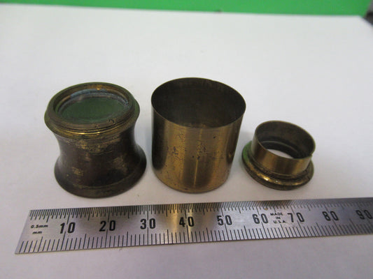 Antique Brass Henry Crouch UK Lot Lens Mounted Microscope Part AS Pic
