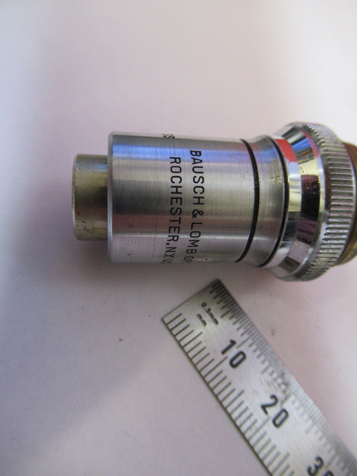 BAUSCH LOMB 5X    /215mm OBJECTIVE LENS MICROSCOPE PART AS PICTURED T5-A-28