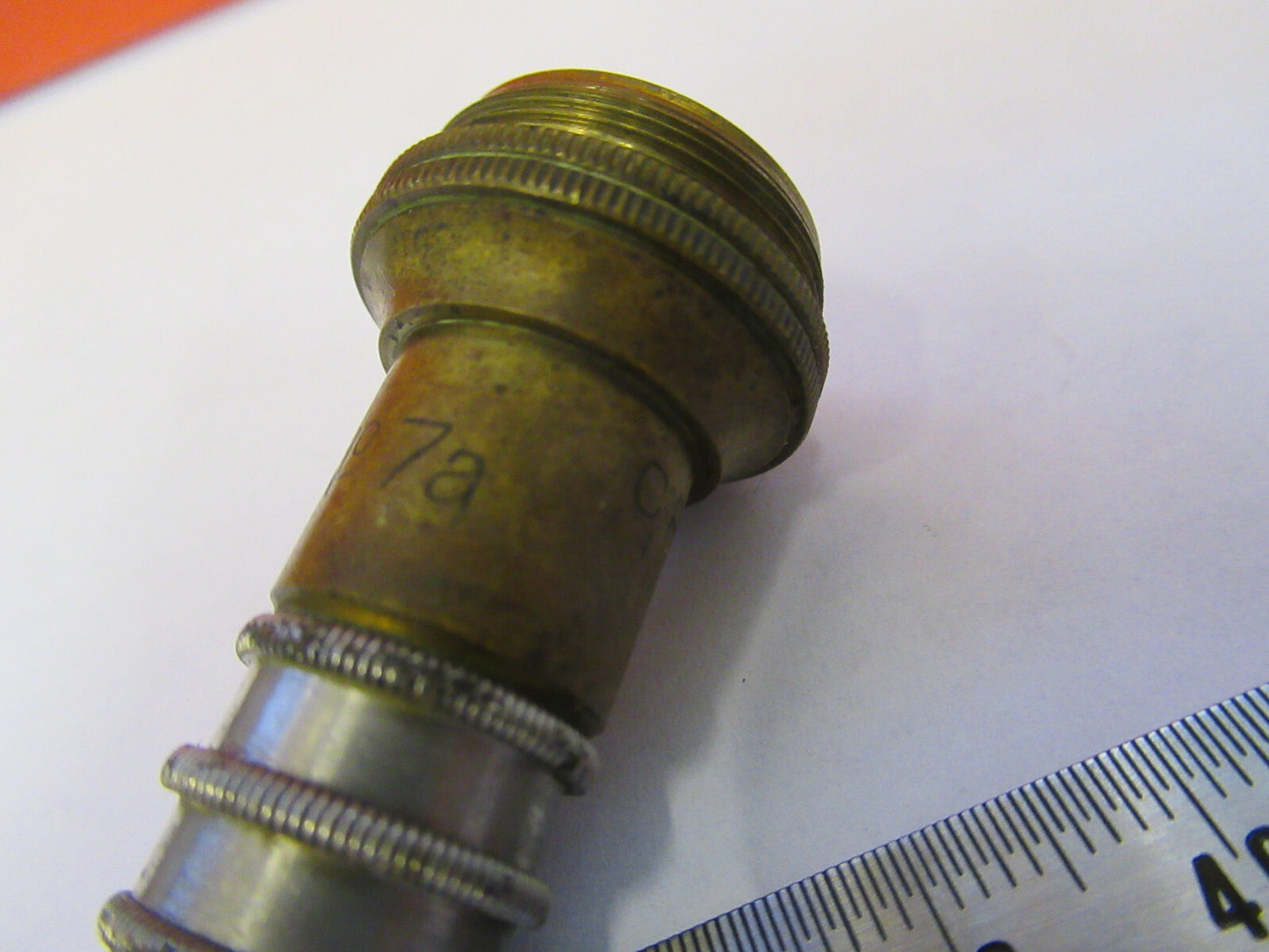 ANTIQUE BRASS CHARLES REICHERT WIEN AUSTRIA OBJECTIVE 7a MICROSCOPE PART 8Z-A-46