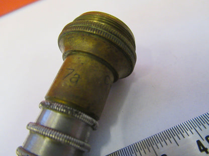 ANTIQUE BRASS CHARLES REICHERT WIEN AUSTRIA OBJECTIVE 7a MICROSCOPE PART 8Z-A-46