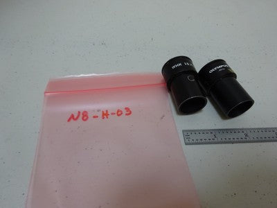 MICROSCOPE PART LOT EYEPIECES OLYMPUS 15X + RETICLE OPTICS AS IS BIN#N8-H-03