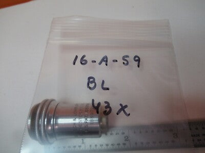 BAUSCH LOMB VINTAGE OBJECTIVE 43X OPTICS MICROSCOPE PART AS PICTURED &16-A-59