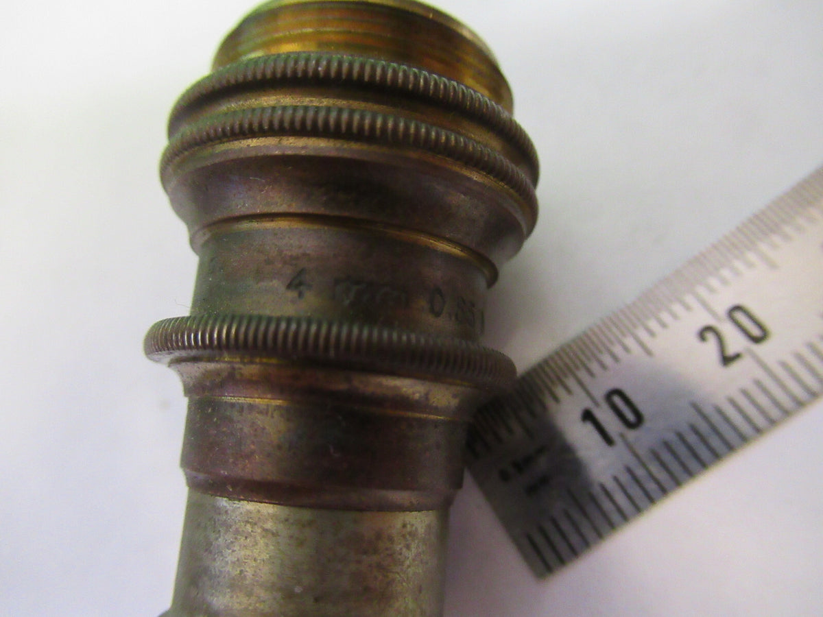 ANTIQUE BAUSCH LOMB BRASS OBJECTIVE 4mm MICROSCOPE PART AS PICTURED S7-A-34