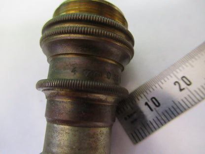 ANTIQUE BAUSCH LOMB BRASS OBJECTIVE 4mm MICROSCOPE PART AS PICTURED S7-A-34
