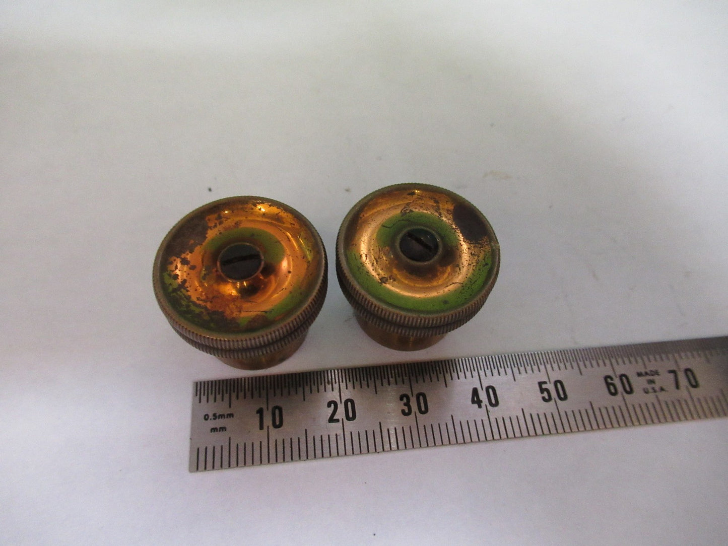 ANTIQUE BAUSCH LOMB BRASS KNOBS MICROADJUST MICROSCOPE PART AS PICTURED V1-A-17