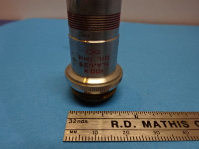 MICROSCOPE PART OPTICAL OBJECTIVE SPENCER AO 100X AMERICAN OPTICS AS IS #90-48