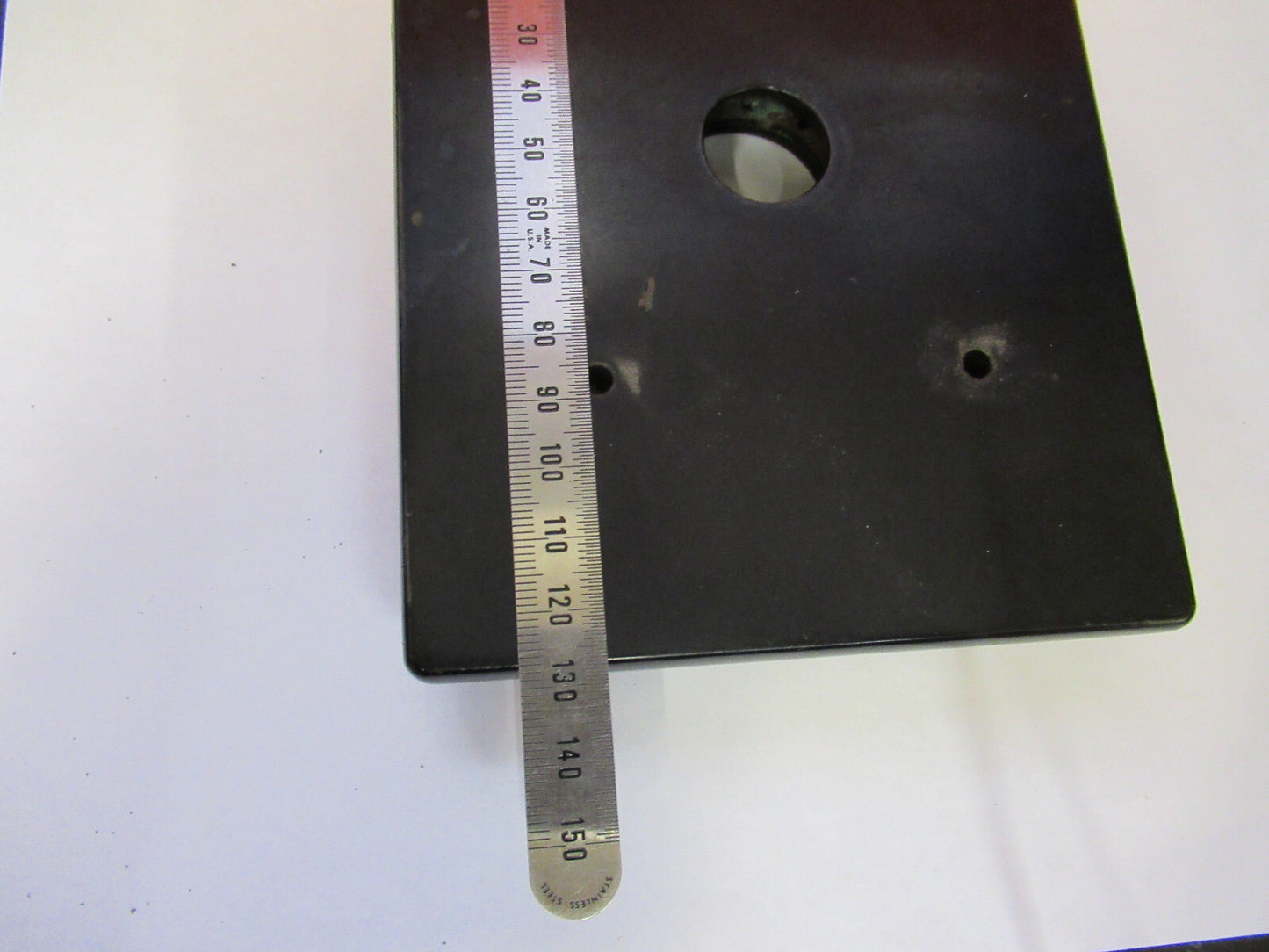 ANTIQUE BAUSCH LOMB METAL STAGE TABLE MICROSCOPE PART OPTICS AS PICTURED X3-B-77