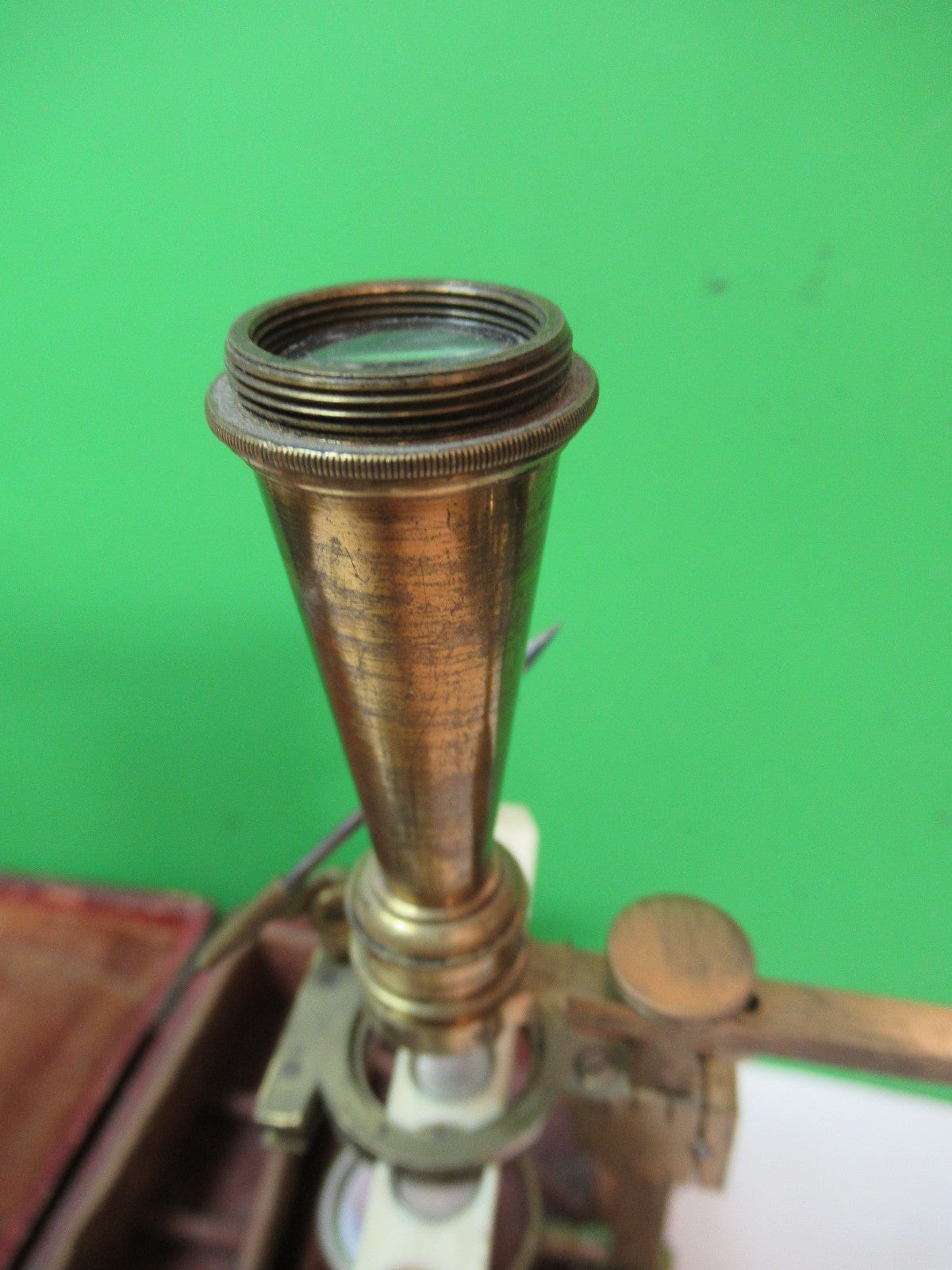 ANTIQUE BRASS RARE TYPE CARY GOULD MICROSCOPE with ACCESSORIES AS PIC T6-A-49